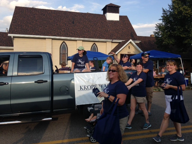 Team walking in a parade
